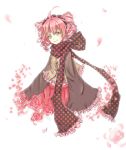  ahoge charlotte_(madoka_magica) d1andian drill_hair flower magical_girl mahou_shoujo_madoka_magica personification petals pink_hair rose scarf sleeves_past_wrists solo twin_drills yellow_eyes 