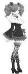  artist_request bare_shoulders boots breasts cleavage drill_hair fishnet_legwear fishnet_stockings fishnets flower fur_trim gothic_lolita hair_over_one_eye highres legwear lolita_fashion monochrome rose soul_calibur soulcalibur thigh-highs thighhighs twintails yunioshi 