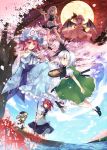  blue_sky boat castle cherry_blossoms cover cover_page cup dango drinking flower flying food full_moon green_hair izayoi_sakuya jpeg_artifacts konpaku_youmu konpaku_youmu_(ghost) moon multiple_girls night night_sky onozuka_komachi pink_hair red_hair redhead remilia_scarlet river rod_of_remorse saigyouji_yuyuko scarlet_devil_mansion shikieiki_yamaxanadu sky spider_lily suzushiro_kurumi tea teacup touhou tray wagashi water white_hair 