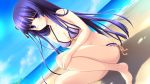  1girl beach bikini game_cg hyper_highspeed_genius purple_hair shiguresato_himeno swimsuit yukiwo 