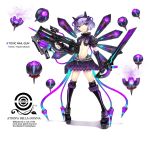  elbow_gloves fingerless_gloves gia gloves gun highres mecha_musume mechanical_wings midriff navel original personification purple_eyes purple_hair shadow short_hair skirt solo standing sword thigh-highs thigh_boots thighhighs violet_eyes weapon wings 