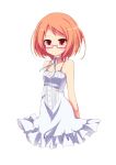  bad_id bare_shoulders blush dress glasses neck_ribbon no_legs orange_eyes orange_hair pink-framed_glasses pink_glasses precure ribbon shirabe_ako short_hair solo suite_precure syno 