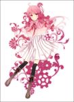  alternate_color bad_id blush boots bow cross-laced_footwear flower gears hair_bow lace-up_boots long_hair no_hat no_headwear patchouli_knowledge pink_eyes pink_hair smile solo tapa thigh-highs thighhighs touhou zettai_ryouiki 