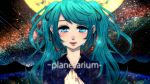  aqua_eyes blue_hair female hair_ornament hatsune_miku highres long_hair planetarium solo tears twintails universe vocaloid 