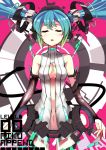  aqua_hair breasts bridal_gauntlets center_opening closed_eyes digital_dissolve elbow_gloves eskimofox eyes_closed gloves hatsune_miku hatsune_miku_(append) miku_append navel solo twintails vocaloid vocaloid_append 