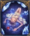  bad_id brown_eyes brown_hair crystal dress food fruit highres kakinesa lying original partially_submerged short_hair snow_white_(grimm) snow_white_and_the_seven_dwarfs solo submerged water 