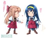  :&gt; blonde_hair blue_hair bow chibi fervent_idiot hair_bow heart himemiya_chikane kannazuki_no_miko kurusugawa_himeko long_hair multiple_girls profile school_uniform thighhighs translation_request |_| 