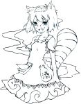  :d animal_ears bottle futatsuiwa_mamizou glasses highres la leaf leaf_on_head monochrome no_nose notepad open_mouth promissory_note raccoon_ears raccoon_tail short_hair smile smoke solo tail touhou 