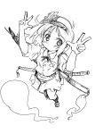  blush from_above gesture ghost hair_ribbon hairband hitodama katana konpaku_youmu konpaku_youmu_(ghost) monochrome nanaroku_(fortress76) perspective ribbon shirt short_hair sketch skirt solo sword touhou vest weapon work_in_progress 