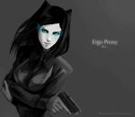  black_hair blue_eyes ergo_proxy eyeshadow gun highres makeup real_mayer weapon 