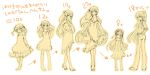  age_progression age_regression bakemonogatari barefoot breasts child cleavage dress etoryoku frilled_dress frills goggles goggles_on_head helmet high_heels highres kissshot_acerolaorion_heartunderblade kizumonogatari long_hair monochrome monogatari_(series) nisemonogatari oshino_shinobu ponytail shoes teenage translated translation_request young 