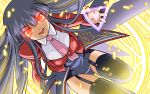  breasts droid360 glowing glowing_eyes highres long_hair lucifer necktie open_mouth red_eyes showgirl_skirt stakes_of_purgatory thigh-highs thighhighs umineko_no_naku_koro_ni 