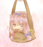  animal_ears bag blush bow carrying cat_ears hair_bow hazuki_ruu in_container kemonomimi_mode long_hair minigirl patchouli_knowledge purple_eyes purple_hair purse solo touhou violet_eyes 