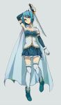  blue_eyes blue_hair cape elbow_gloves gloves hair_ornament hairclip highres magical_girl mahou_shoujo_madoka_magica miki_sayaka oi_yameru short_hair skirt solo sword thigh-highs thighhighs weapon white_gloves 