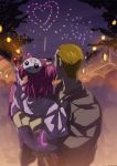 blonde_hair bunbee carrying fireworks from_behind hair_ornament height_difference japanese_clothes kimono maeashi mask pink_hair precure ribbon short_hair size_difference twintails two_side_up yes!_precure_5 young yukata yumehara_nozomi 