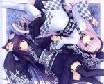  animal_ears black_hair catgirl chocola lolita_fashion long_hair sayori tail thigh-highs thighhighs vanilla wa_lolita white_hair 