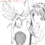  feathers flower hair_flower hair_ornament kakine_teitoku monochrome to_aru_majutsu_no_index translated translation_request uiharu_kazari wings yu_(kito) 