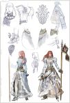  armor armored_dress banner character_sheet concept_art crest dress garters gauntlets high_heels hildegard_von_krone lance long_hair mole namco namco_bandai official_art polearm puff_and_slash_sleeves red_hair redhead shoes short_sword side_slit soul_calibur soul_calibur_iv soulcalibur soulcalibur_iv sword thigh-highs thighhighs weapon 