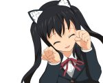  a1 absurdres animal_ears black_hair blazer cat_ears cat_pose closed_eyes eyes_closed highres initial-g k-on! long_hair nakano_azusa open_mouth paw_pose school_uniform smile solo twintails 
