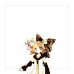   blonde_hair box detached_sleeves food grapes hair_bow kagamine_rin simple_background solo necktie uma54coe vocaloid yellow_eyes  