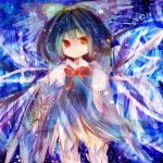  abstract blue_hair cirno dress fairy hair_bow red_eyes solo taru touhou wings 