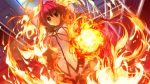  fire game_cg kamikaze_explorer long_hair oshiki_hitoshi red_eyes red_hair redhead ribbons seifuku yuutenji_mishio 