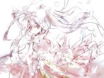  dress happy hatsune_miku long_hair monochrome smile solo twintails uma54coe vocaloid 