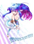  absurdres aqua_eyes blue_hair breasts cleavage halo highres looking_at_viewer multicolored_hair open_mouth panty_&amp;_stocking_with_garterbelt ruuto_(sorufu) solo sorufu stocking_(character) stocking_(psg) two-tone_hair 