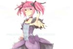  alternate_color bad_id bow choker fingernails foreshortening hair_bow jewelry kaname_madoka kriemhild_gretchen magical_girl mahou_shoujo_madoka_magica nail_polish nobunaga9 pendant pink_hair short_twintails solo soul_gem twintails 