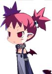  collar disgaea etna official_art pointy_ears red_eyes red_hair redhead short_twintails tail twintails wings young 