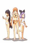  bikini gun ice_pick karen_(sister_princess) knife mizugame multiple_girls one-piece_swimsuit sakuya_(sister_princess) sandals shirayuki_(sister_princess) short_hair sister_princess swimsuit twintails weapon yandere 