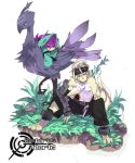  bird cuffs furry goggles hoodie looking_at_viewer lying original piadora_(shirow) purple_eyes purple_hair shirow_(crazy) simple_background sitting tail vambraces violet_eyes 
