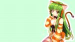  breasts c.c. cat_ears cat_tail cleavage code_geass creayus detached_sleeves eating food green_hair highres panties pizza striped striped_legwear striped_thighhighs tail thigh-highs thighhighs underwear wallpaper yellow_eyes 