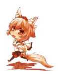  animal_ears black_legwear chibi detached_sleeves fang geta hat inubashiri_momiji kuromiya open_mouth orange_eyes shadow silver_hair simple_background solo tail tokin_hat touhou wolf_ears wolf_tail 