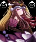  bare_shoulders bird brown_hair dress elbow_gloves ephtracy frown gloves hat long_hair mawaru_penguindrum penguin princess_of_the_crystal purple_eyes takakura_himari violet_eyes 