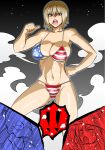  america american_flag american_flag_swimsuit awashima bikini blonde_hair brown_eyes flag_print hokuto_(tokuho) nurarihyon_no_mago short_hair swimsuit 