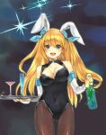  aizawa_hikaru alcohol animal_ears black_legwear blonde_hair blue_eyes blush breasts bunny_ears bunnysuit cleavage cleavage_cutout detached_sleeves hairband large_breasts legge long_hair looking_at_viewer martini microsoft open_mouth pantyhose silverlight smile solo thigh_gap thighs tray waitress 