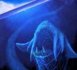  cloud copyright_request highres komuki monster ocean oversized_animal swimming teeth water yonaki 