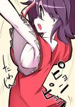  armpits arms_up black_eyes black_hair breasts bust geung_si jiangshi miyako_yoshika no_bra ofuda open_mouth outstretched_arms pale_skin profile purple_hair short_hair sideboob solo touhou yuuki._(limit) zombie_pose 