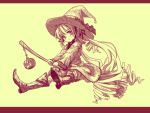  bloomers boots bow broom chain chains doll_joints dress drill_hair hat jack-o&#039;-lantern jack-o'-lantern long_hair long_sleeves monochrome pumpkin rozen_maiden shinku st+1 very_long_hair witch witch_hat 