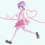  1girl danball_senki earmuffs kawamura_ami mebae_(1o2o) open_mouth purple_eyes purple_hair short_hair skirt thigh-highs thighhighs violet_eyes 