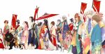  amaterasu black_hair cat chm dual_persona everyone facepaint facial_mark flag highres horns japanese_clothes kimono kusuriuri kusuriuri_(mononoke) lantern long_hair mask mononoke natsume_takashi natsume_yuujinchou okami ookami_(game) red_hair umbrella watanuki_kimihiro white_hair xxxholic 