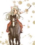  bow dress_shirt fujiwara_no_mokou hair_bow horse long_hair mizunosan pants riding riding_crop shirt silver_hair solo touhou whip 