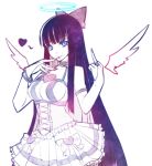  :p angel artist_request blue_eyes bow bracelet breasts bridal_gauntlets choker dress finger_to_mouth gradient hair_bow halo heart jewelry kugi_ta_hori_taira long_hair middle_finger multicolored_hair panty_&amp;_stocking_with_garterbelt petticoat solo stocking_(character) stocking_(psg) tongue two-tone_hair very_long_hair wings 