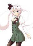  blue_eyes hair_bow katanakko_daisuki konpaku_youmu konpaku_youmu_(ghost) pantyhose shimamura_youmu touhou white_hair 