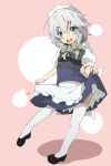  bad_id blue_eyes braid hotto_kan ichi-jirushi izayoi_sakuya maid maid_headdress silver_hair skirt skirt_hold skirt_lift slip_skirt sol solo thigh-highs thighhighs touhou twin_braids white_legwear young 