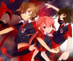  dark_persona inazuma_eleven inazuma_eleven_(series) inazuma_eleven_go kirino_ranmaru long_hair majin_pegasus matsukaze_tenma pink_hair red_eyes shindou_takuto short_hair soccer_uniform tiahszld twintails 