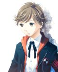  amada_ken armband bad_id bow brown_eyes brown_hair child male persona persona_3 ribbon school_uniform simple_background solo 