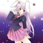  :o amase_tatsuki animal_ears blazer bunny_ears dress_shirt hand_on_own_chest hand_to_chest lavender_hair long_hair necktie pink_hair pleated_skirt red_eyes reisen_udongein_inaba shirt skirt solo touhou very_long_hair 