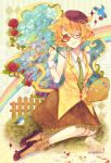  animal_ears art_brush beret bird braid bunny cat_ears cat_tail fence flower glasses hat heart heart_of_string necktie oekaki_musume orange_eyes orange_hair original paint paintbrush palette rabbit rainbow red_rose robosuke rose short_hair sitting smile solo tail wink wrist_cuffs yokozuwari 